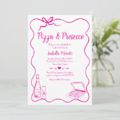 ピザとプロセッコのブライダルシャワーの招待 招待状 (スタンド正面)