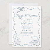 ピザとプロセッコのブライダルシャワーの招待 招待状 (正面)