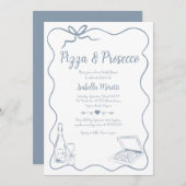 ピザとプロセッコのブライダルシャワーの招待 招待状 (正面/裏面)