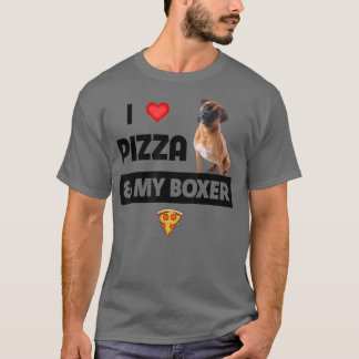 ピザとボクサー犬の飼い主ペペロニフードが大好き Tシャツ