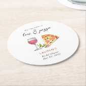 ピザとラブブライダルシャワー ラウンドペーパーコースター (アングル)