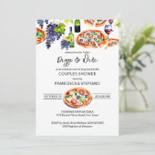 ピザとワインのカップルのシャワーテンプレート 招待状 (スタンド正面)