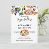 ピザとワインの誕生日パーティーテンプレート 招待状 (スタンド正面)