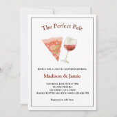 ピザとワインパーフェクトペアカップルブライダルシャワー 招待状 (正面)