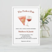 ピザとワインパーフェクトペアカップルブライダルシャワー 招待状 (スタンド正面)