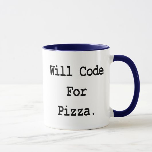 ピザと引き換えにコードを書く マグカップ (右)