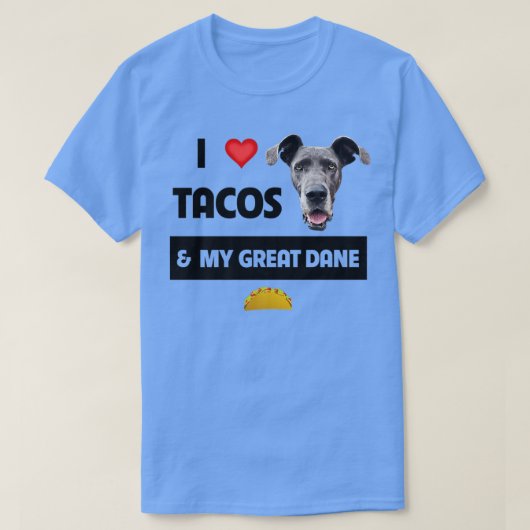 ピザと私のグレートデーンの犬ペッパロニチーズが大好き Tシャツ (デザイン正面)