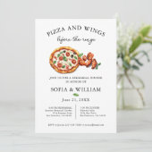 ピザと翼の前のリングや輪リハーサルディナー 招待状 (スタンド正面)