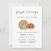 ピザと翼の前のリングや輪リハーサルディナー 招待状 (正面)