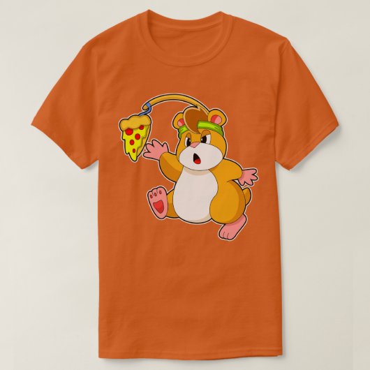 ピザと食べ物のハムスター Tシャツ (デザイン正面)