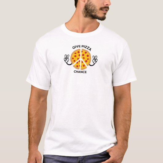 ピザにチャンスを Tシャツ (正面)