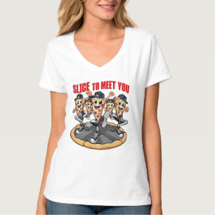 ピザに合わせてスライスおもしろいする Tシャツ