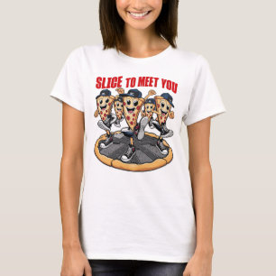 ピザに合わせてスライスおもしろいする Tシャツ