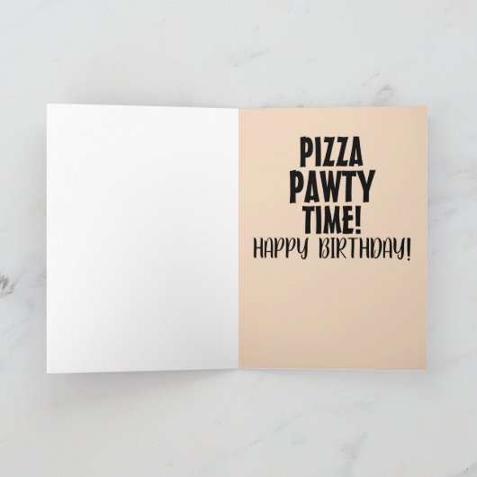ピザのおもしろい誕生日グリーティングカード付き猫 カード (内部)