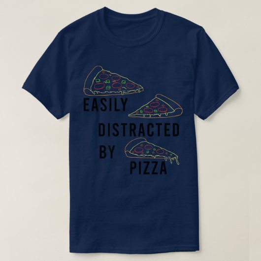 ピザのことわざおもしろいピザ料理人に気を取られる Tシャツ (デザイン正面)