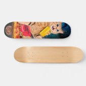 ピザのアイス食べ物に猫が乗る スケートボード (横)