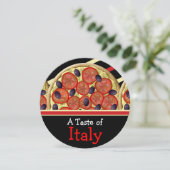 ピザのイラスト - イタリア風の食事パーティーのためのファストフード 招待状 (スタンド正面)