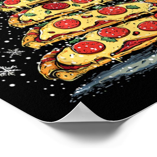 ピザのクリスマスツリーのファストフードクリスマス男性へ女性 ポスター (角)