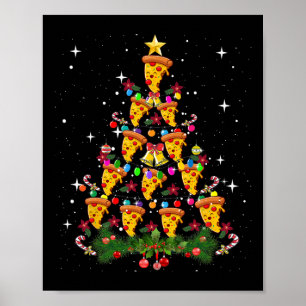 ピザのクリスマスツリー光ピザファーストフード愛好家X ポスター