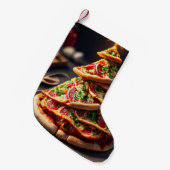 ピザのクリスマスツリー スモールクリスマスストッキング (正面 (吊り時))