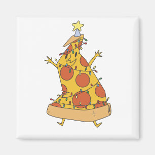 ピザのクリスマスツリー - 面白いXmasフード マグネット