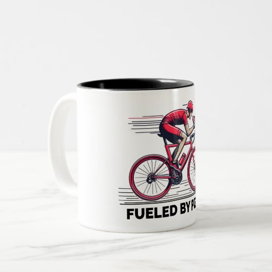 ピザのサイクリストに燃料を供給される ツートーンマグカップ (正面左)