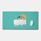 ピザのスライスに緑のアボカドサーフィン デスクマット (キーボード&マウス)