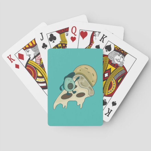 ピザのスライスに緑のアボカドサーフィン トランプ (裏面)