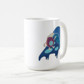 ピザのスライス上のアボカドサーフィンナイトバージョン コーヒーマグカップ (正面右)