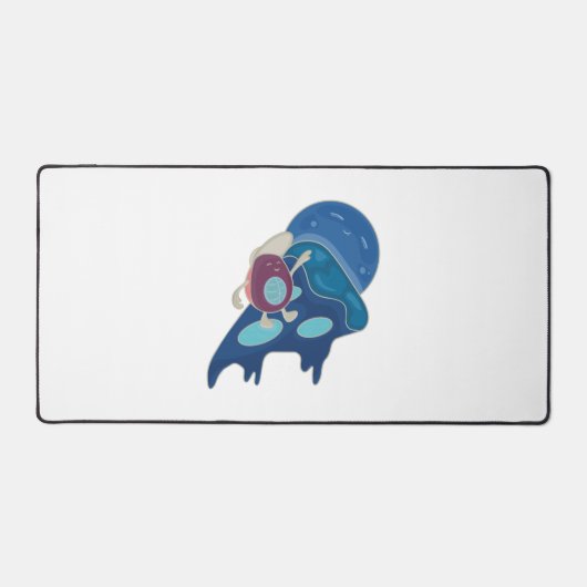 ピザのスライス上のアボカドサーフィンナイトバージョン デスクマット (正面)