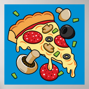 ピザのスライス(トッピング付き) ポスター