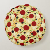 ピザのトッピングパターン ラウンドクッション (裏面)