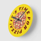 ピザのノベルティの時間 ラウンド壁時計 (傾斜)
