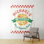 ピザのパーティー誕生日の背景の看板 タペストリー (インサイチュ)