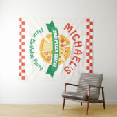 ピザのパーティー誕生日の背景の看板 タペストリー (インサイチュ(横))