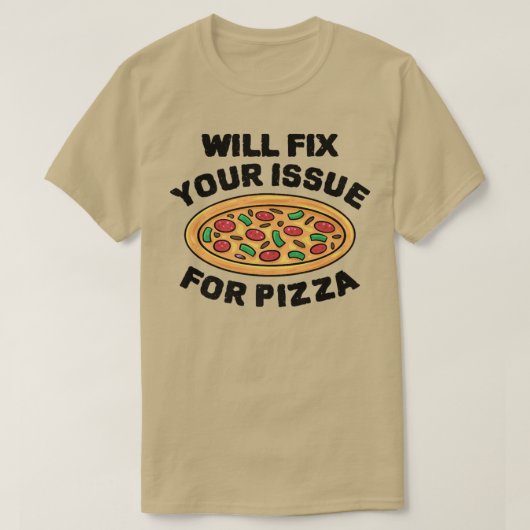 ピザのピザの問題を食べ見るイタリアン Tシャツ (デザイン正面)