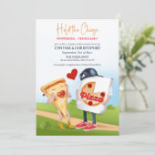 ピザのブライダルシャワー招待 招待状 (スタンド正面)