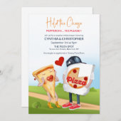 ピザのブライダルシャワー招待 招待状 (正面/裏面)