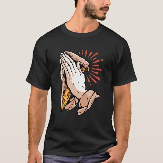 ピザの中で我々は食べ祈物のピザを隠す Tシャツ (正面)