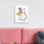 ピザの切れ端を持つブルドッグ キャンバスプリント (インサイチュ (リビング))