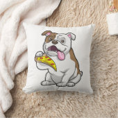 ピザの切れ端を持つブルドッグ クッション (ブランケット)