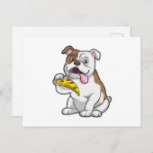 ピザの切れ端を持つブルドッグ ポストカード (正面/裏面)