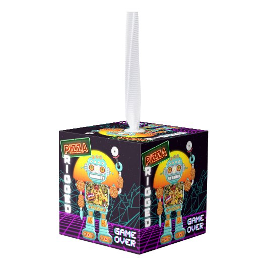 ピザの折り曲げ – ゲームオーバー キューブオーナメント (裏面アングル)