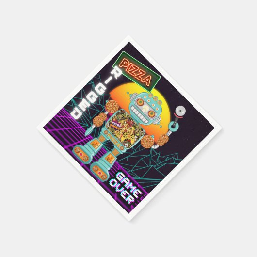 ピザの折り曲げ – ゲームオーバー スタンダードカクテルナプキン (角)