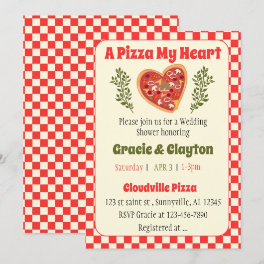 ピザの招待状 招待状 (正面/裏面)