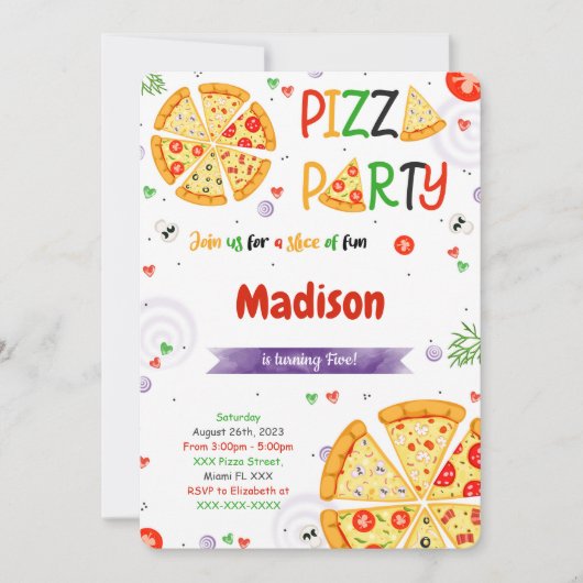 ピザの招待 招待状 (正面)