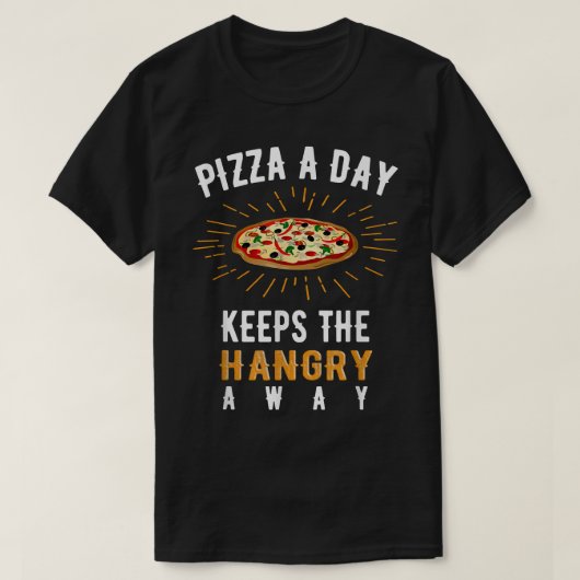 ピザの日のハングリ保ーの離れピザ愛好家のギフト Tシャツ (デザイン正面)