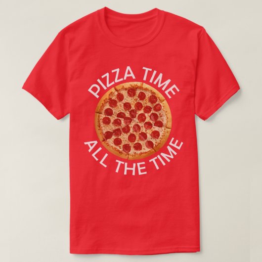 ピザの時間はいつだって最高! 食料品 食いしん坊の名言 Tシャツ (デザイン正面)