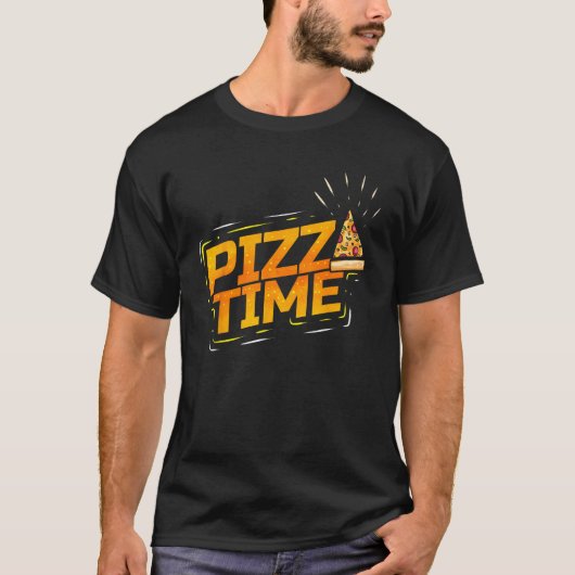 ピザの時間ピザが大好き Tシャツ (正面)