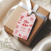 ピザの最初の手描きスライスおもしろい誕生日パーティー ギフトタグ